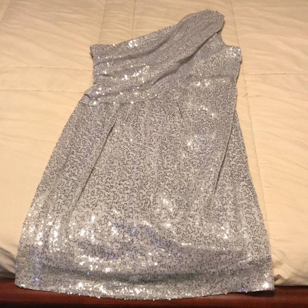 Silver one shoulder dress
